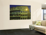 Ancient Building Lit Up at Night, Coliseum, Rome, Italy Posters