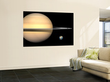 Illustration of Saturn and Earth to Scale Posters by  Stocktrek Images