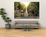 Bicycles on Bridge Over Canal, Amsterdam, Netherlands Poster