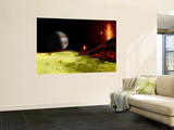 Volcanic Activity on Jupiter's Moon Io, with the Planet Jupiter Visible on the Horizon Prints by  Stocktrek Images
