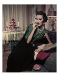 Glamour - December 1956 - Woman Smoking at Home Premium Photographic Print by Sante Forlano