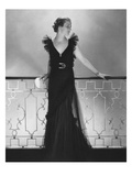 Vogue - July 1934 - Ruffled Black Dress by Lelong Photographic Print by Edward Steichen