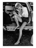 Glamour - May 1971 - Sitting in Back of Station Wagon Photographic Print by Puhlmann Rico