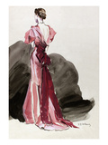 Vogue - October 1934 - Red Vionnet Evening Gown Premium Giclee Print by René Bouét-Willaumez