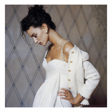 W - February 1990 - Karl Lagerfeld White Ensemble Premium Photographic Print by Thomas Iannaccone