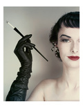 Vogue - October 1952 - Woman with Cigarette Holder Premium Photographic Print by Erwin Blumenfeld