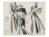 Vogue - January 1935 - Three Dancing Couples Gicleetryck av Pierre Mourgue Vogue - January 1935 - Three Dancing Couples Gicleetryck av Pierre Mourgue