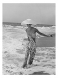 Vogue - July 1972 - Diana Ewing Walking in the Surf Photographic Print by Shannon John