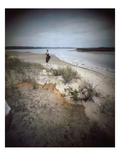 Vogue - December 1946 - Woman Poses on Grassy Beach Premium Photographic Print by Serge Balkin