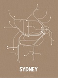 Sydney (Packing Brown & White) Serigrafi af Line Posters Sydney (Packing Brown & White) Serigrafi af Line Posters