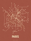 Line Posters - Paris (Brick Red & Tan) - Serigrafi Line Posters - Paris (Brick Red & Tan) - Serigrafi
