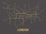 London (Dark Gray & Mustard) Serigrafía por Line Posters