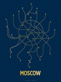 Line Posters - Moscow (Navy & Gold) - Serigrafi Line Posters - Moscow (Navy & Gold) - Serigrafi