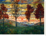 Four Trees, 1917 Stretched Canvas Print by Egon Schiele