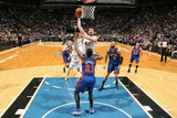 New York Knicks v Minneapolis Timberwolves, Minneapolis, MN, Feb 11: Kevin Love, Iman Shumpert Photographic Print by David Sherman