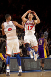 New York Knicks v Los Angeles Lakers, New York, NY, Feb 10: Jeremy Lin, Jared Jeffries Photographie par Nathaniel S. Butler