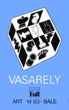 Expo Art Basel 83 - Echecs fond bleu Reproductions pour les collectionneurs par Victor Vasarely