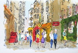 Paris, La Rue De La Huchette Collectable Print by Urbain Huchet