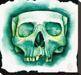 Green Skull Leinwand von Christina Ramos
