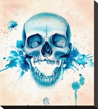Blue Skull Stretched Canvas Print by Christina Ramos