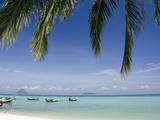 Thai Longboats Along the Coast of Phi Phi Don Island, Phuket, Andaman Sea, Thailand Photographic Print by Cindy Miller Hopkins