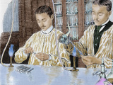 Louis Pasteur (1822-1895). French Chemist and Bacteriologist. Experiment with the Anthrax Vaccine Fotografisk tryk af Prisma Archivo