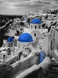 Bell Tower and Blue Domes of Church in Village of Oia, Santorini, Greece Photographic Print by Darrell Gulin