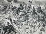 World War I (1914-1918). British Troops Advancing on Enemy Positions, Protected by Gas Masks, 1915 Photographic Print by Prisma Archivo 