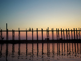 Silhouette of U Bien's Bridge on Lake Taungthaman, Burma Photographic Print by Brian McGilloway