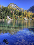 Blue Lake with Golden Larch Trees, Wenatchee National Forest, Washington, Usa Photographic Print by Jamie & Judy Wild