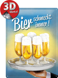 Bier schmeckt immer Tablett Blechschild