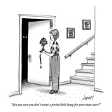 "Are you sure you don't want a pretty little lamp for your man cave?" - New Yorker Cartoon Premium Giclee Print by Tom Cheney