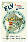 Pan American: Fly Round South America, c.1950s Posters by Constantin Alajalov