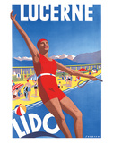 Lido, Lake Lucerne, Switzerland, c.1933 Giclée-tryk af Albert Solbach Lido, Lake Lucerne, Switzerland, c.1933 Giclée-tryk af Albert Solbach