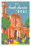 British Overseas Airways Corporation: Fly to South America by BOAC, c.1950s Prints by E.O. Seymour