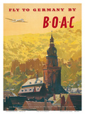 British Overseas Airways Corporation: Fly to Germany by BOAC, c.1950s Posters by Frank Wootton