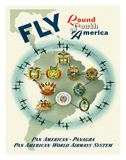 Pan American: Fly Round South America, c.1950s Impressão giclée por Constantin Alajalov
