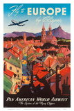 Pan American: Fly to Europe by Clipper, c.1940s Prints by M. Von Arenburg