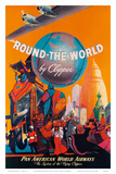 Pan American: Round the World by Clipper, c.1949 Kunstdruck von M. Von Arenburg