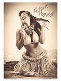 Polka Dot Wahine: Hawaiian Hula Girl Prints by Celeste Manderville