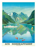 HAPAG Cruise Line: Nordkapfahrt - North Cape and Norwegian Fjords, c.1957 Wydruk giclee HAPAG Cruise Line: Nordkapfahrt - North Cape and Norwegian Fjords, c.1957 Wydruk giclee