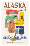 Alaska Airlines: Alaska - Golden Nugget Service, c.1950s Prints