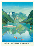 HAPAG Cruise Line: Nordkapfahrt - North Cape and Norwegian Fjords, c.1957 Poster