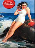 Coca Cola Brunette on Rock Blechschild
