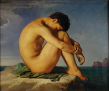 Jeune Homme nu Assis, c.1855 Premium Giclee Print by Hippolyte Flandrin