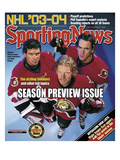 Ottawa Senators Patrick Lalime, Daniel Alfredsson and Wade Redden - October 6, 2003 Photographic Print