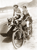 Women Drive a Motorcycle with a Sidecar, 1930 Photographic Print by Scherl 