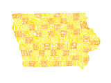 Typographic Iowa Yellow Orange Reproduction procédé giclée Premium par CAPow 