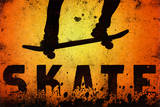 Skateboarding Orange Sports Poster Print Prints