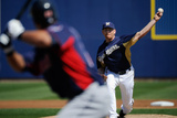 Phoenix, AZ - March 09: Cleveland Indians v Milwaukee Brewers - Derek Lowe Photographic Print by Kevork Djansezian